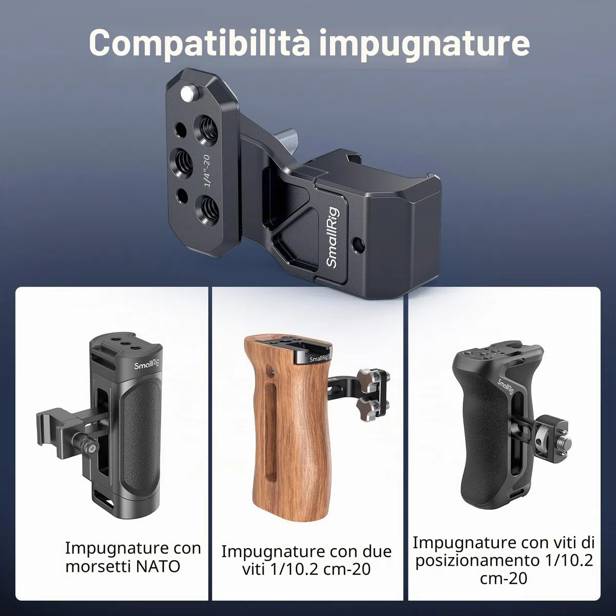 SMALLRIG Adattatore di Estensione per Maniglia Laterale con Morsetto NATO, per Guide NATO, per Gabbie con Guide NATO Integrate, Piastre di Montaggio - 4458