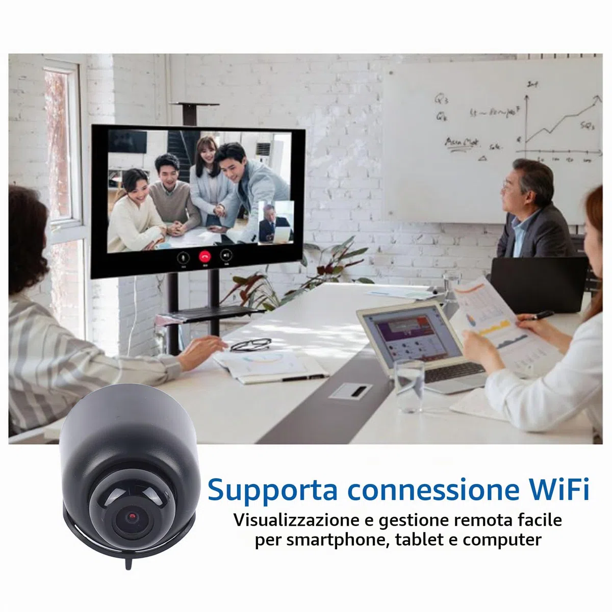 Mini Telecamera Wi-Fi per Visione Notturna Monitoraggio Remoto Telecamera di Sicurezza per Rilevamento Mobile per Interni Domestici
