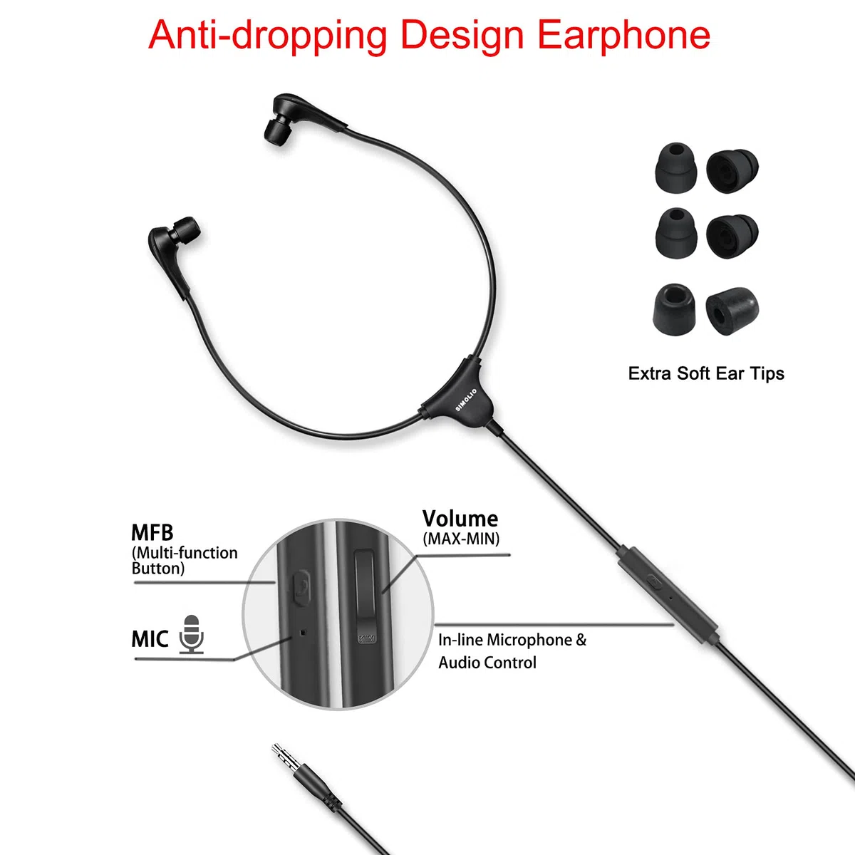 SIMOLIO Cuffie a cavo lungo per TV e PC con controllo del volume e microfono, cavo esteso da 4,5 m, RCA e uscita AUX da 3,5 mm, cuffie stereo cablate per laptop/tablet, SM-901TV