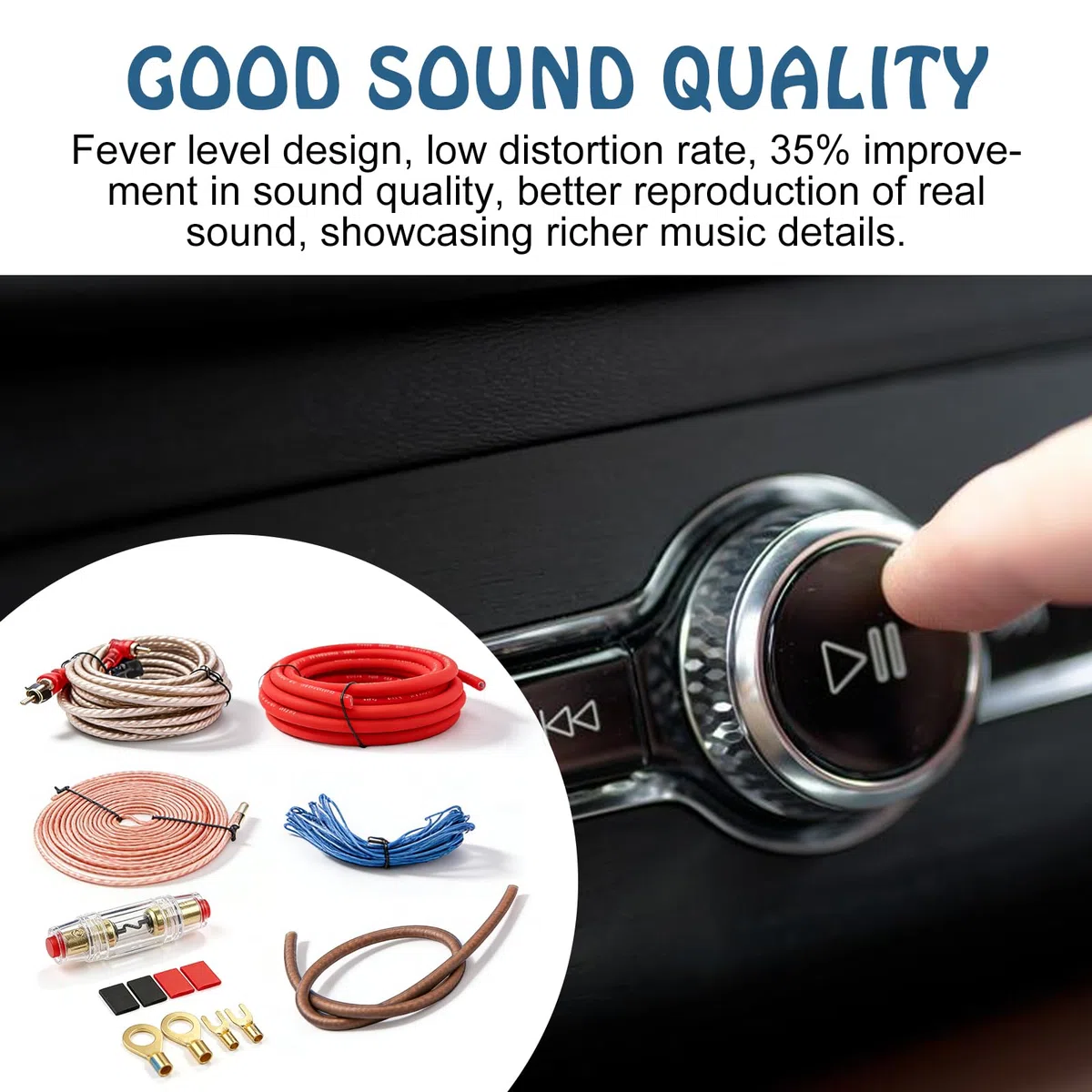 BYZESTY Set di cavi per subwoofer 4GA, 5 m, set di cavi amplificatori, per auto, set di connettori per amplificatore, set di collegamento per la modifica audio per auto