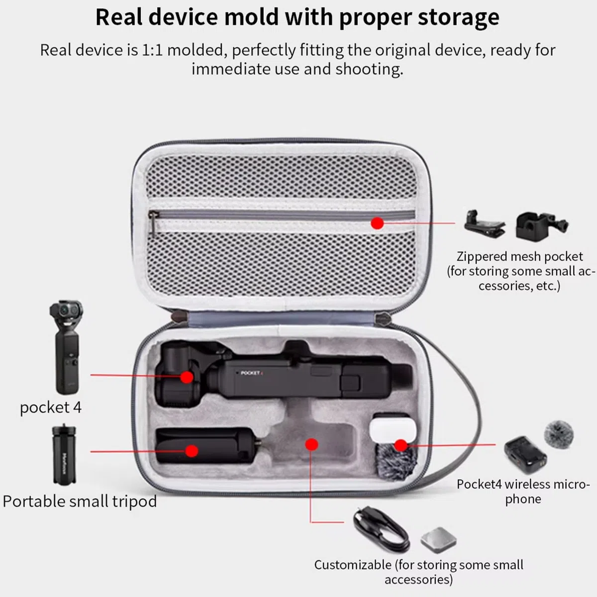 Osmo Pocket 4 Custodia, Case Borsa da viaggio Custodia da trasporto Borsa portaoggetti Borse a mano Accessori per DJI Osmo Pocket 4
