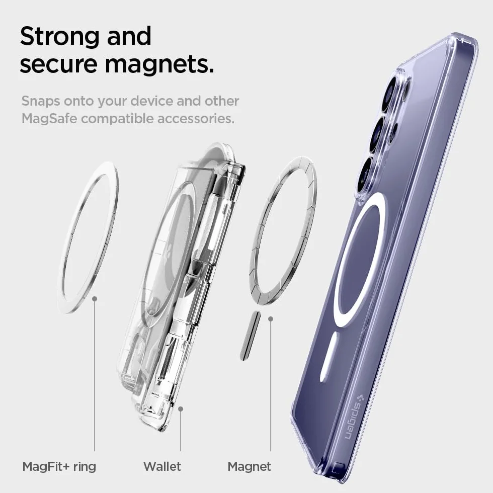 Spigen Ultra Hybrid MagFit+ Portafoglio Magnetico Compatibile con Samsung Galaxy S26 & S25 Serie, S25 Edge e Z Fold 7 - Trasparente