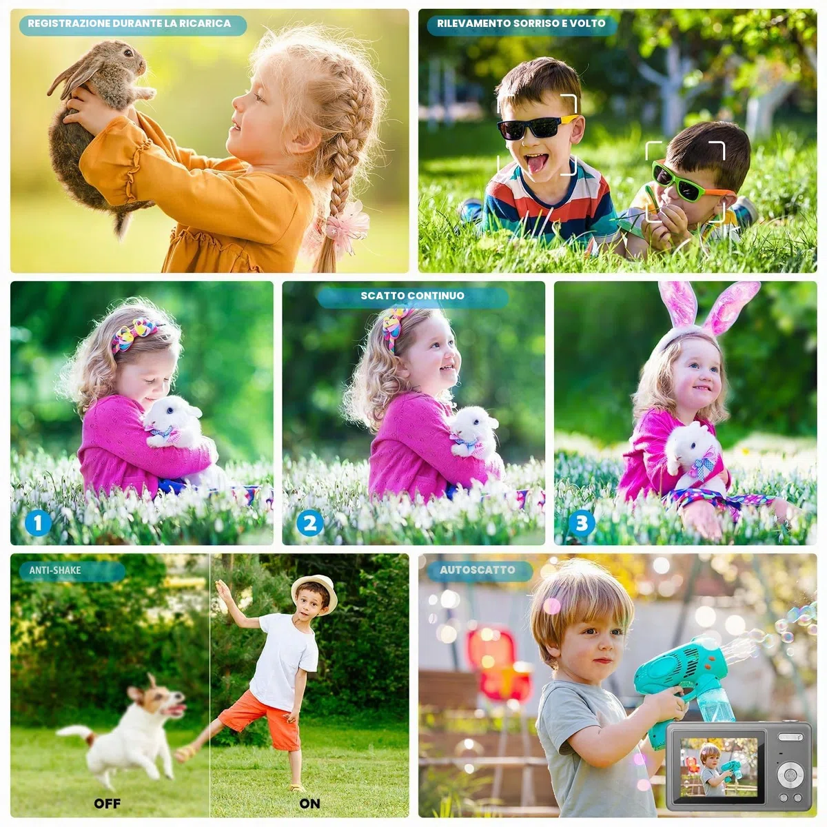Macchina Fotografica Digitale con Scheda 64GB, 1080P 40MP Fotocamera Digitale Compatta con Zoom Digitale 8X Flash, Fotocamere Digitali Per Bambini Adolescenti Adulto Principianti (Grigio scuro)