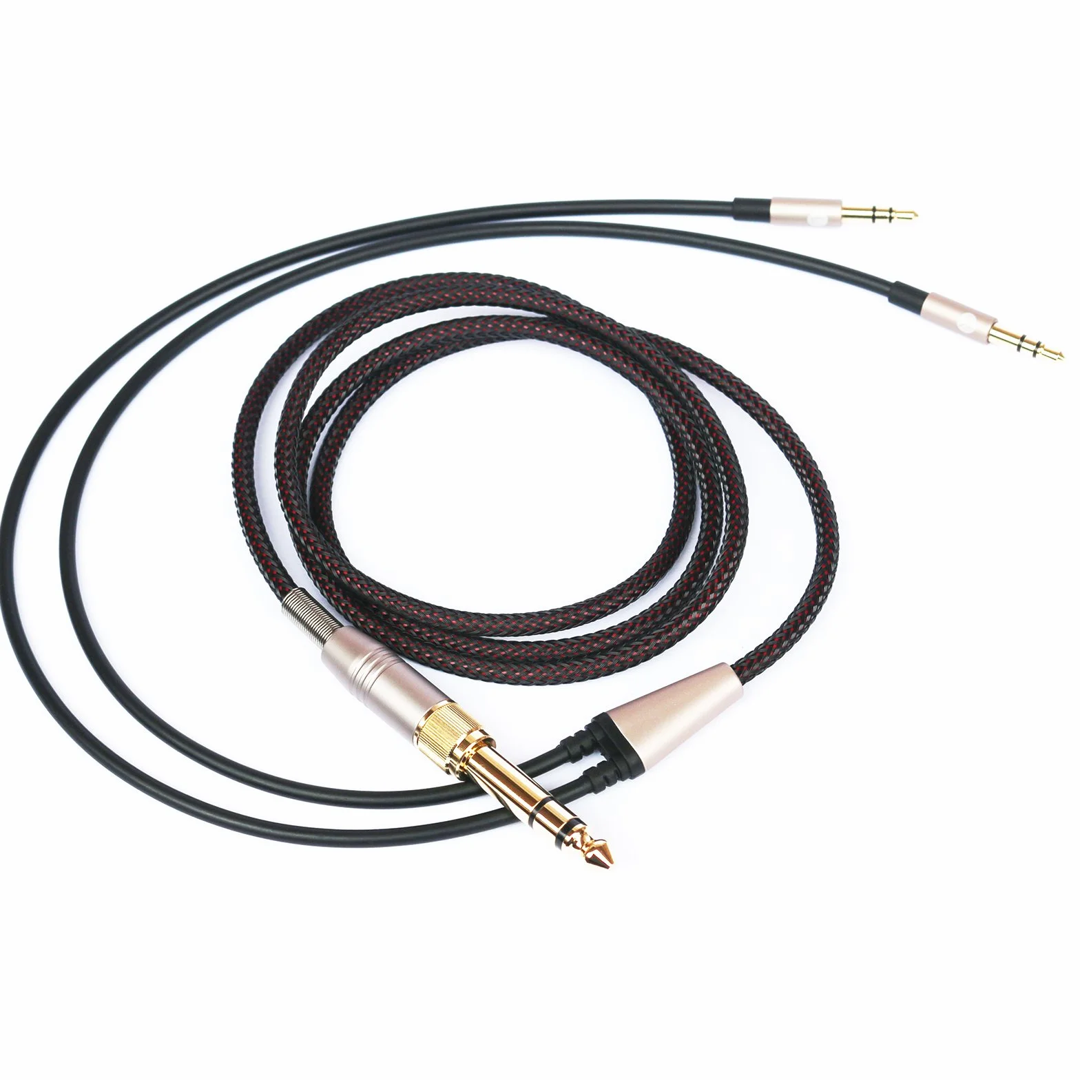 Cavo di ricambio compatibile con cuffie Hifiman Sundara, Arya, Ananda, HE4XX, HE-400i (versione con doppio connettore da 3,5 mm) per cuffie da 3,5 mm / 6,35 mm a doppio connettore jack maschio da