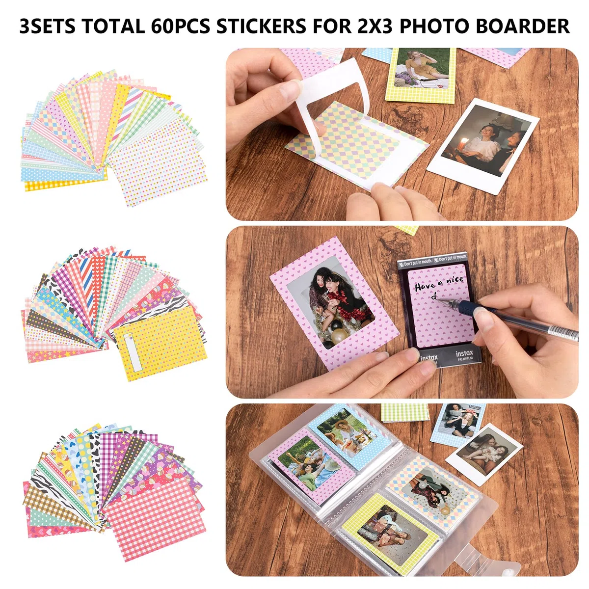 8 in 1 - Kit di Accessori Fotografici 2x3 Compatibile con Fujifilm Instax Mini 13/41/12/11/9/8/7/99/40/50/LiPlay/LiPlay+/EVO, Include Album/Cornici Magnetiche/Cornici Sospese/Adesivi