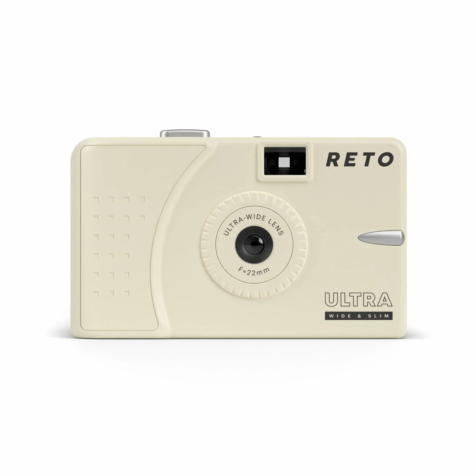 RETO Fotocamera ultra larga e sottile da 35 mm, riutilizzabile, con obiettivo largo 22 mm, senza messa a fuoco, leggera, facile da usare (crema)