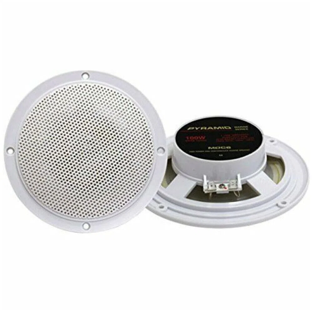 KIT SET PER PYRAMID MDC6 2 altoparlanti doppio cono bianchi da 50 watt rms 100 watt max da 15,3 cm 153 mm impermeabili piscina barca ristorante hotel, a coppia, cavi di installazione inclusi