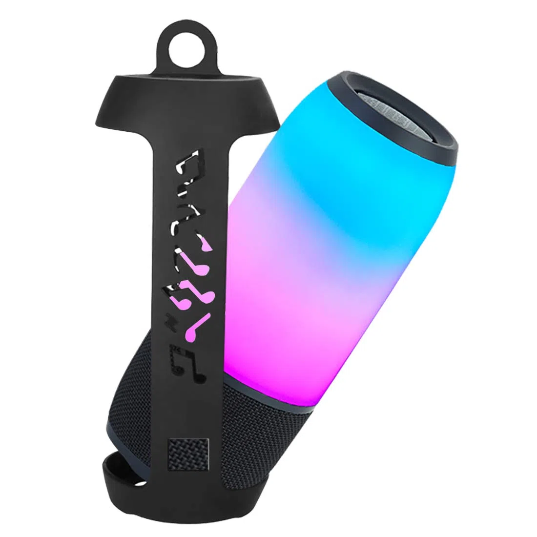 Linkidea Custodia per altoparlante in silicone compatibile con altoparlante JBL Pulse 3 Wireless IPX7 impermeabile, custodia protettiva morbida in pelle da viaggio con gancio portachiavi (nero)
