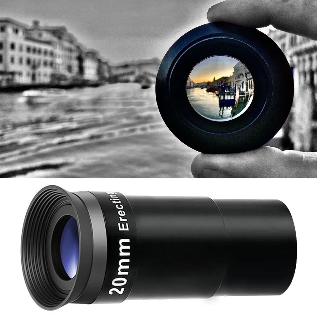 Oculare raddrizzatore da 20 mm con Ampia visuale per telescopi astronomici, vestibilità Comoda da 1,25 Pollici