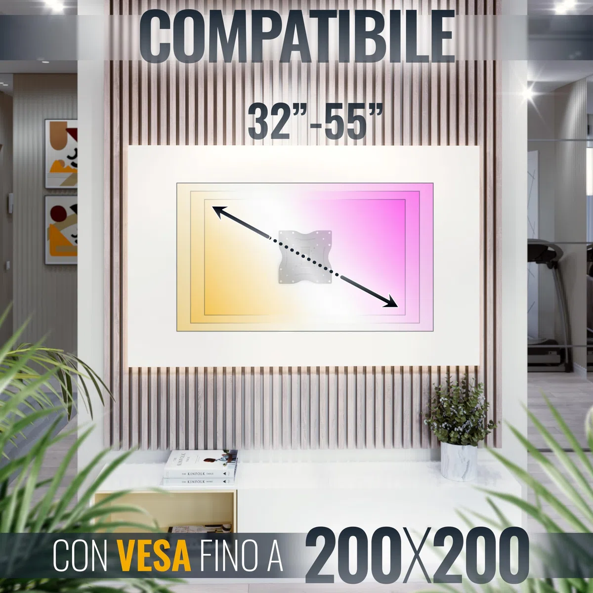 RICOO R12 Supporto TV da parete Staffa TV 32-55 pollici per 32 55 pollici girevole inclinabile fino a 30 kg max VESA 200x200