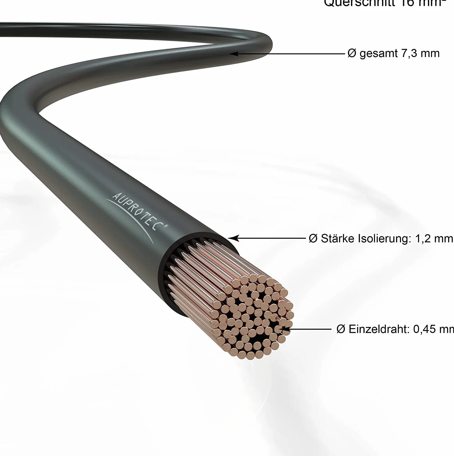 Cavo elettrico unipolare 16.0 mm² Cavo della batteria per auto moto autocarro 1m 5m o 10m selezione: (5m metri 16.0 mm² filo di rame, nero)