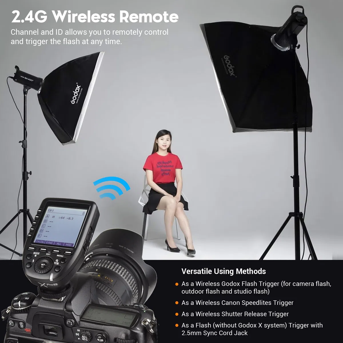 Godox XPro-N TTL 1/8000s HSS Wireless Flash Trigger Trasmettitore con Professionali Funzioni Supporto i-TTL Flash Autoflash compatibile con Nikon Fotocamera