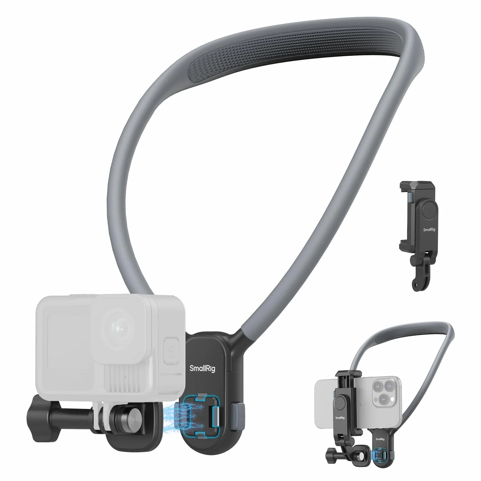 SMALLRIG Supporto magnetico per fotocamera action e telefoni, supporto per collo POV/Vlog per selfie GoPro 13/12, per DJI Action 5 Pro/4/3, per DJI Ace Pro 2, per iPhone, Samsung - 5128