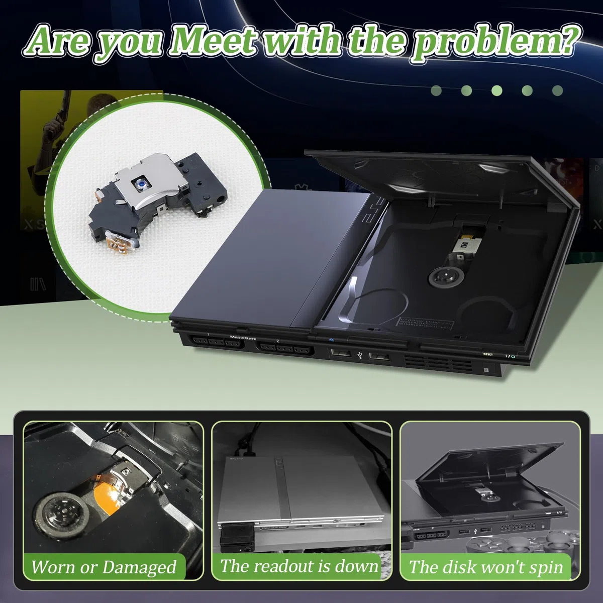 RongZy PVR-802W Laser Lens for PS2 Slim 7W 9W Lente Laser di Ricambio per PS2 Slim Lente Laser Console Ricambio Sostitutiva con Strumenti di Riparazione