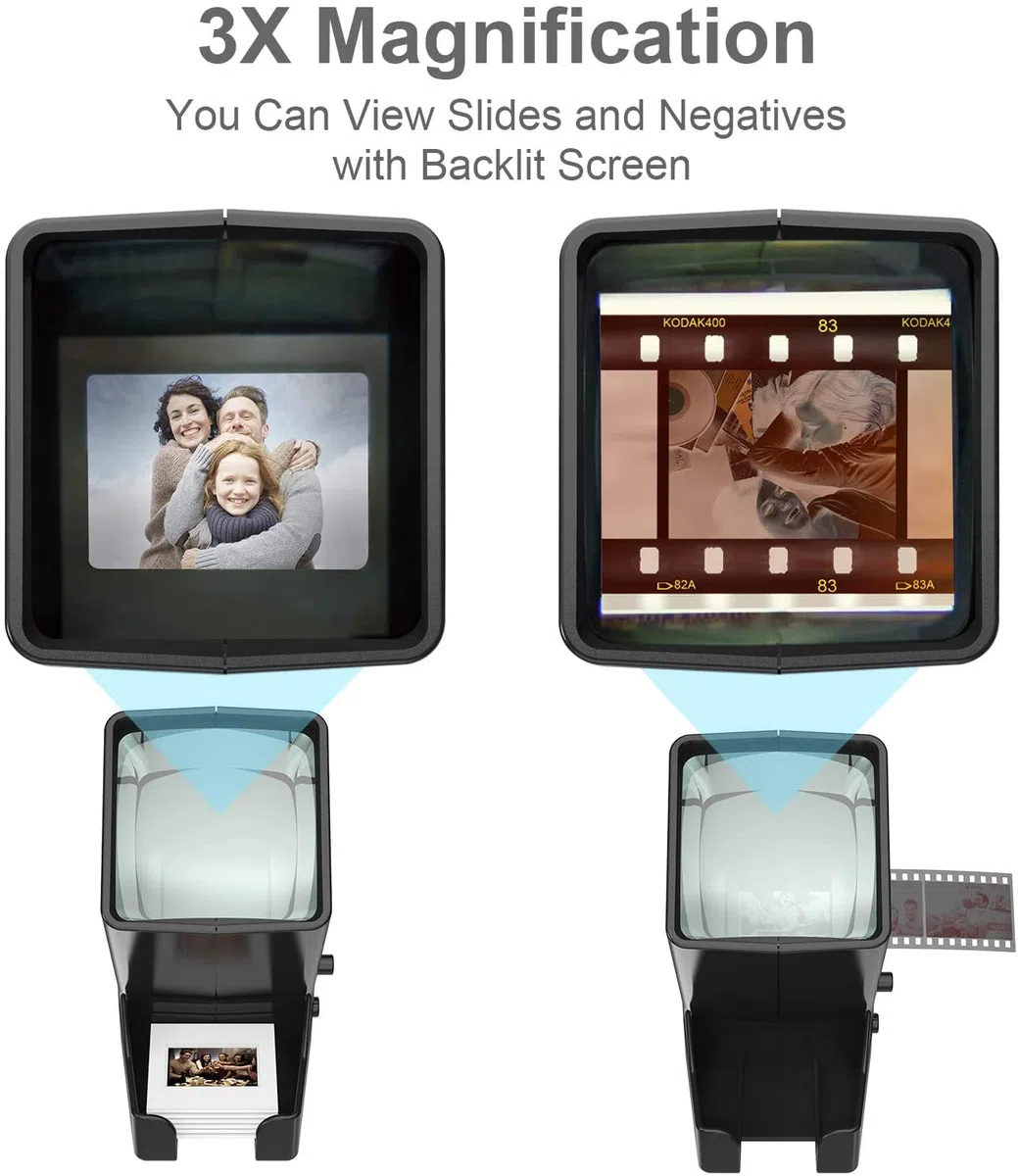 Visore per diapositive e negativi a LED portatili da 35 mm Proiettore di diapositive Visualizzatore di diapositive da tavolo a LED Daylight Ingrandimento 3x per diapositive da Lettore diapositive