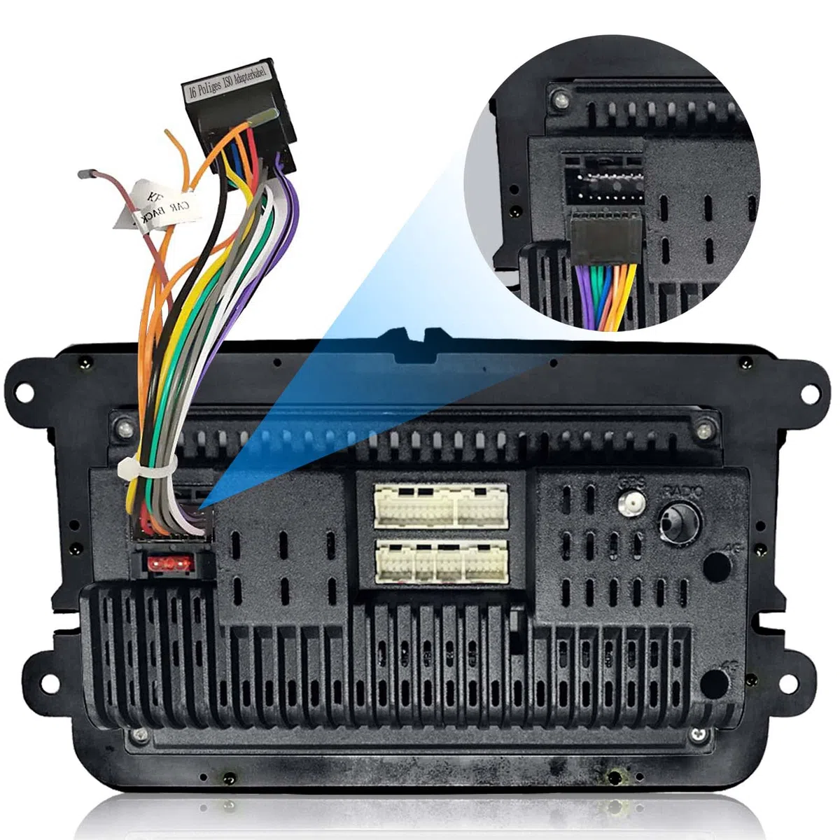 Cavo 16 Pin Adattatore ISO Cavo Connettore 16 Poli Standard ISO Adattatore per Android Autoradio Universale, con Linee di Controllo del Volante e Linea di Controllo Inverso, Adattatore Cavo 16 Poli