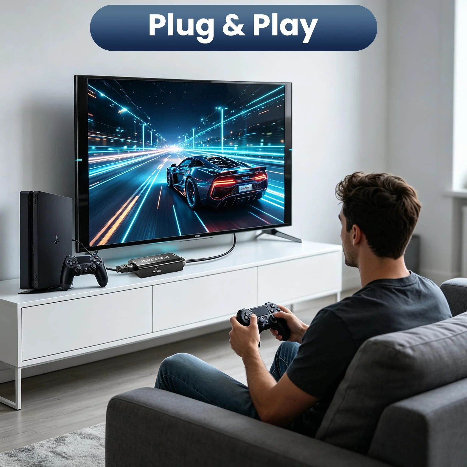 AMANKA HDMI a Scart Convertitore, 480i-1080P HDMI Ingresso SCART Uscita Adattatore Con HDMI e USB Cavo con HD Stereo Audio Adaperter per DVD HDTV SKY PS VHS ecc