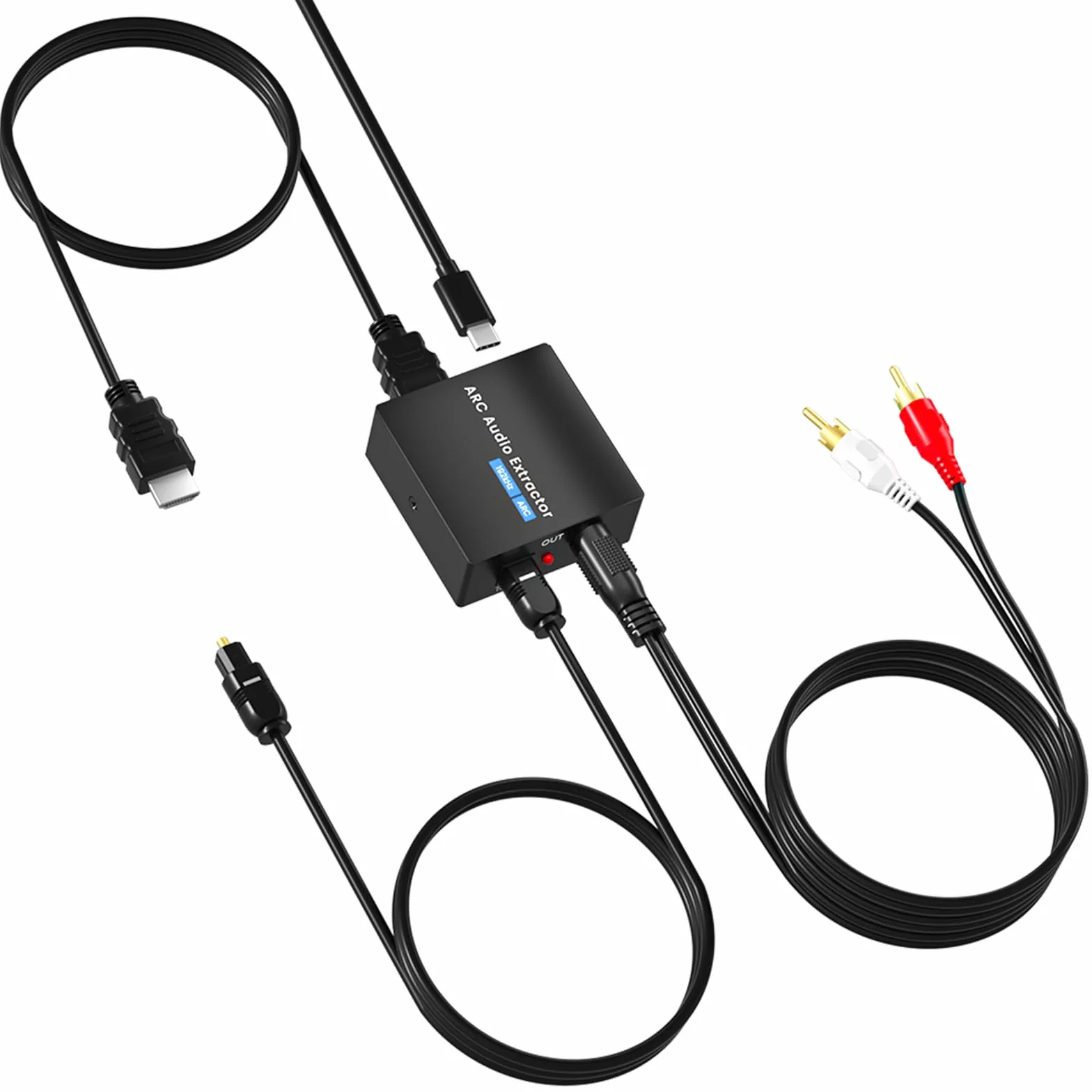 Convertitore Audio HDMI ARC 192KHz - Splitter Audio con Uscite SPDIF/Coassiale + 3,5mm AUX/RCA + Ottico,Cavo HDMI Incluso,Compatibile con Blu-ray e Soundbar