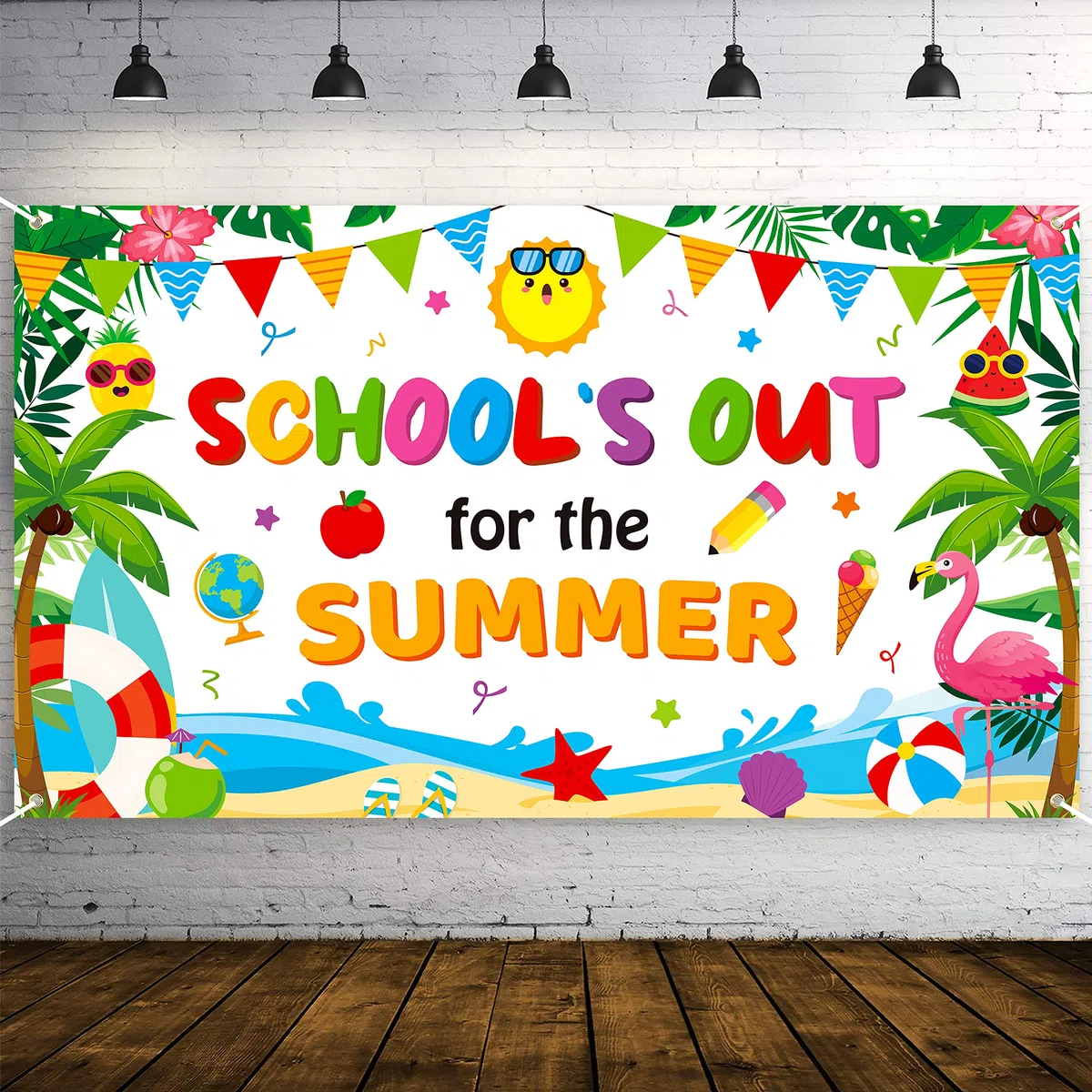 WATINC School's Out for The Summer Banner Decorazioni Xtralarge Fine dell'anno scolastico Sfondo Scuola materna Laurea Forniture per feste prescolari Photo Booth per parete Casa Interno Esterno 190 x