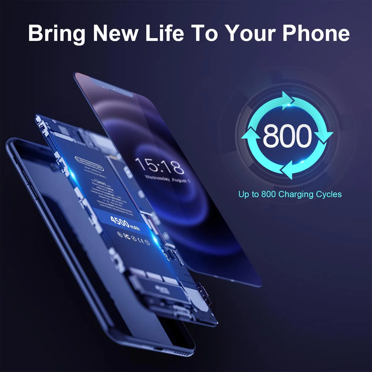 Elephantstory Batteria per Phone 13 Mini, 4500 mAh Alta Capacità 0 Cicli Batteria ai Polimero di litio con Kit di Strumenti di Riparazione e Guida