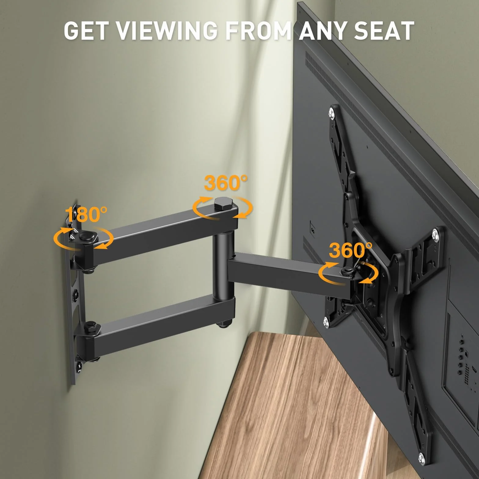 Perlegear Supporto da Parete per TV da 26 a 65 Pollici, Staffa TV con Braccio Girevole ed Estendibile, Max VESA 400x400, Supporto Ultra Resistente 45 kg - PGMFK6
