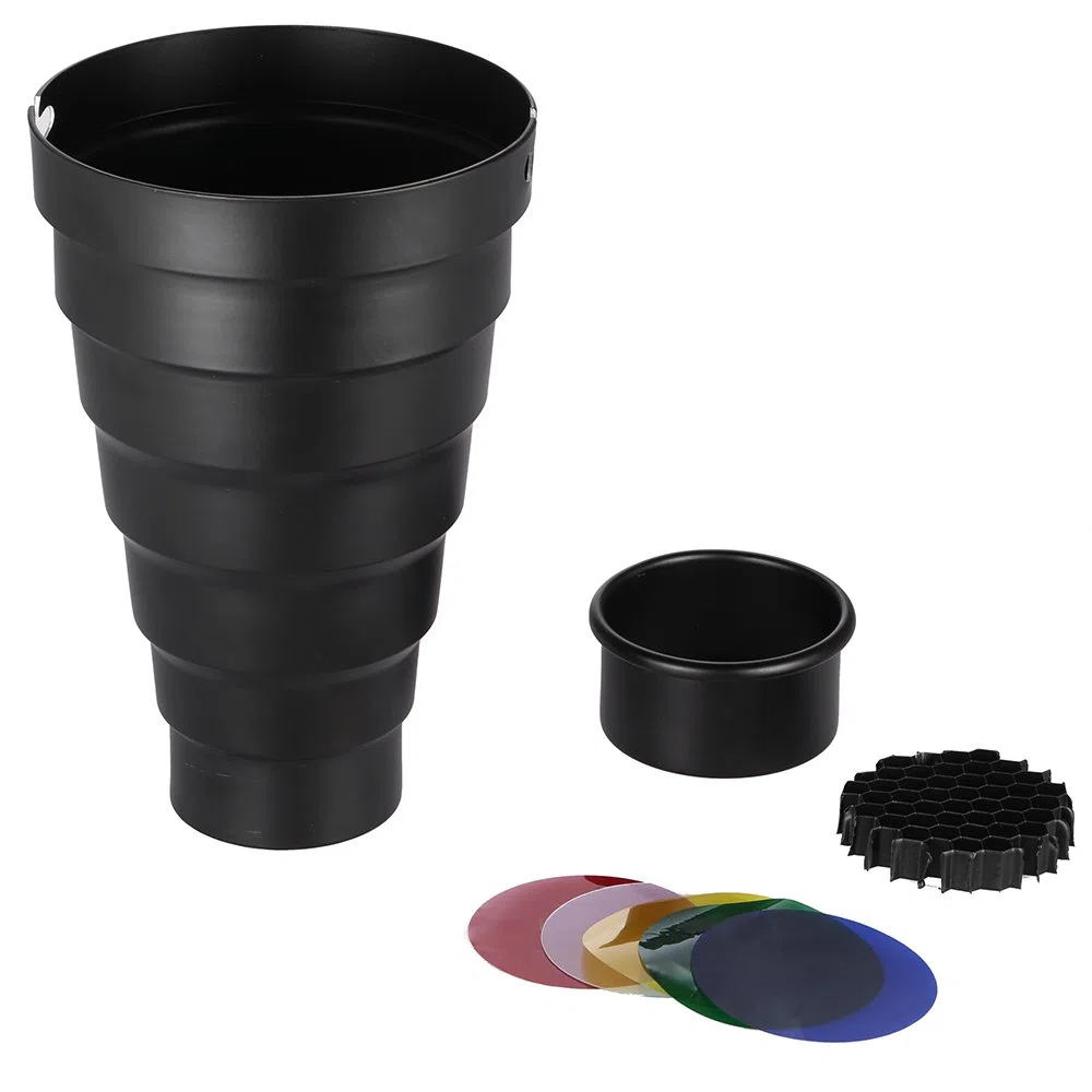 Andoer Elinchrom Snoot con Griglia e Gel Colorato per Elinchrom / Impact EX / Calumet Genesis / Interfit EX Flash Stroboscopico