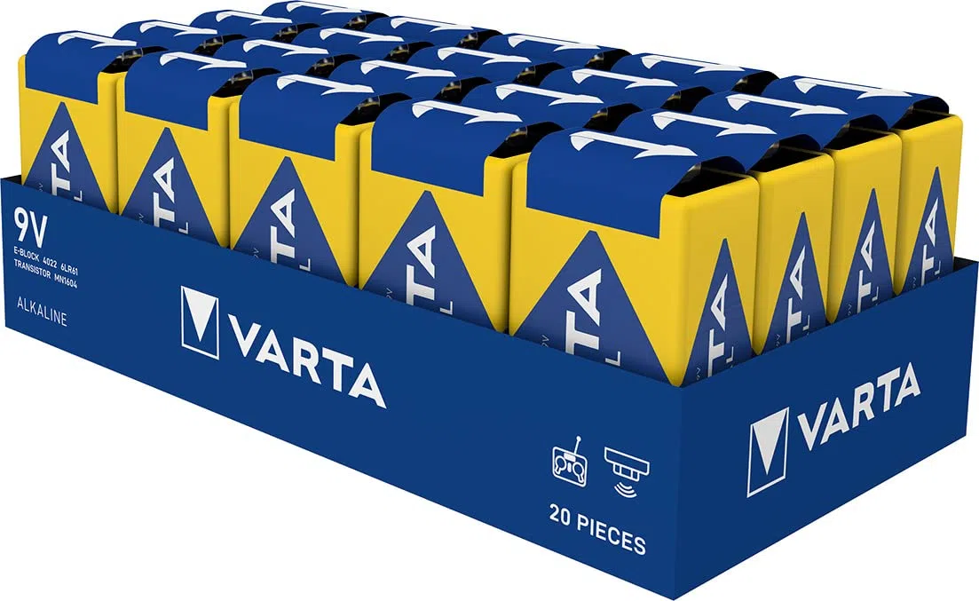 VARTA Industrial Batterie 9V Pacco di Batteria alcaline 6LR61 - Confezione da 20, Made in Germany