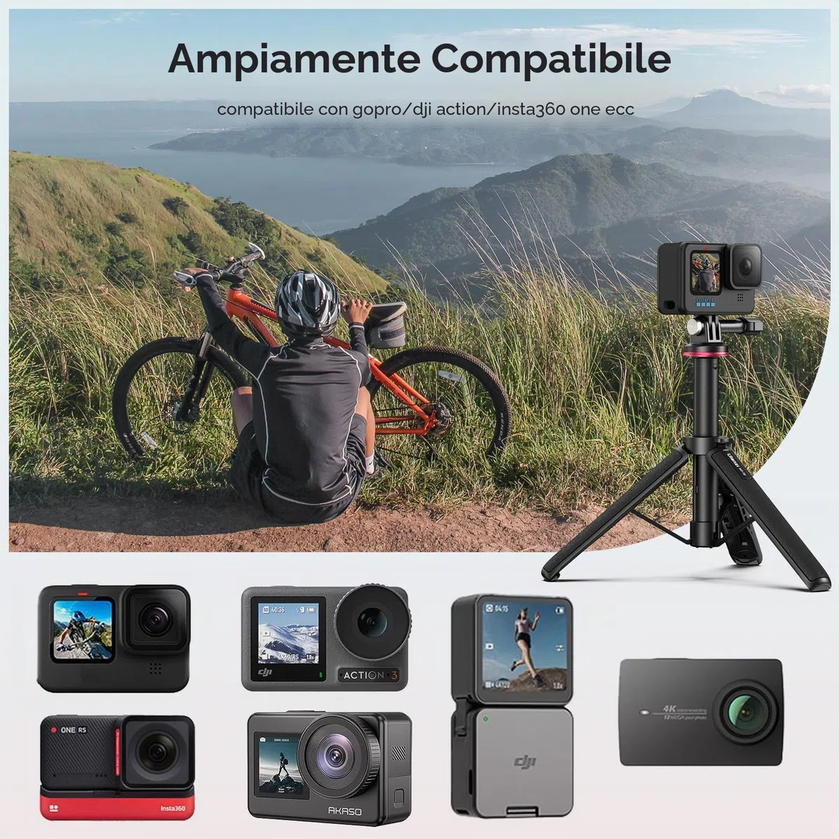 51CM Mini Treppiede per, ULANZI MT-72 Treppiede Portatile da Viaggio con Asta Di Estensione a 4 Pezzi, Mini Treppiede Selfie Stick per Dji Osmo Action Camera