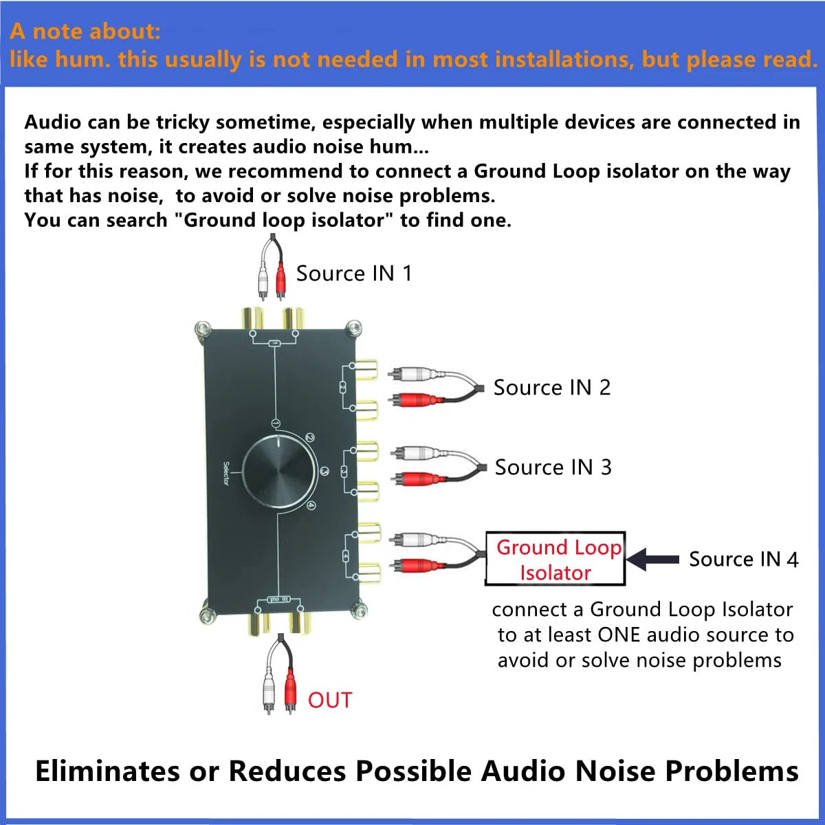 4 IN 1 OUT RCA Stereo Audio cavo interruttore, sorgente di ingresso segnale switcher selettore Splitter connettore passivo scatola Distributore