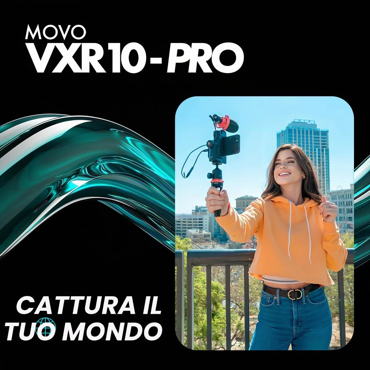 Movo VXR10-PRO VXR10-PRO Microfono Video Esterno per Fotocamera con Attacco Shock Rycote Lyre - Microfono Shotgun compatto e accessori compatibili con smartphone e fotocamere DSLR