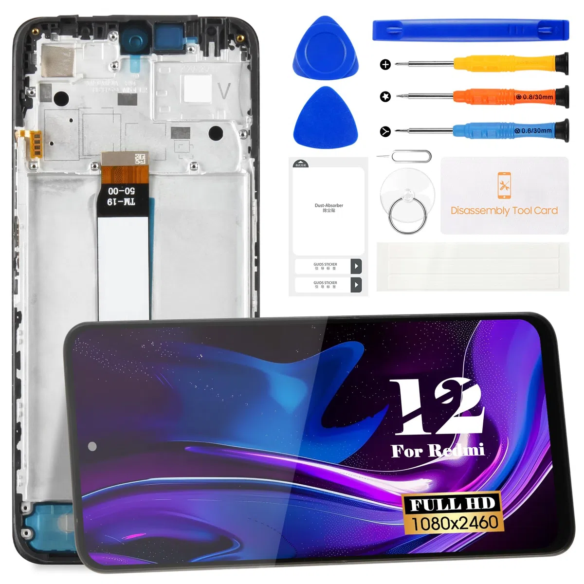 Per Xiaomi Redmi 12 5G Schermo LCD di Ricambio Per Xiaomi Redmi 12 5G 23076RN4BI, 23076RN8DY Display Touch Screen Digitizer Assembly Kit di Riparazione (Nero, Con Telaio)