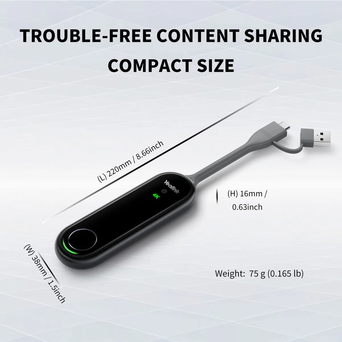Yealink WPP30 - Pod di Presentazione Wireless Compatibile Con RoomCast / A20 / A30 / MeetingBoard, 4K/30 FPS Plug & Play, Fino a 4 Schermi