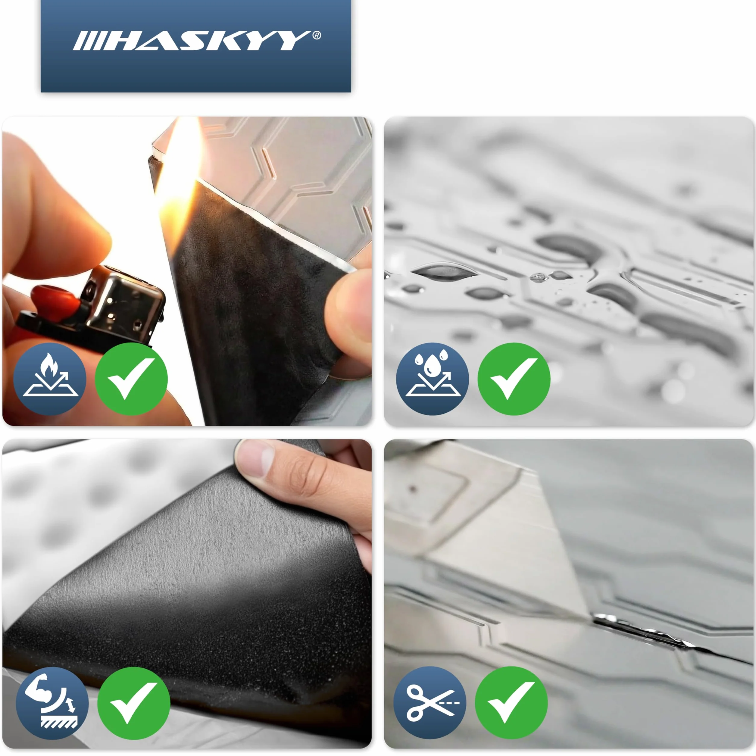 HASKYY Isolante insonorizzante da 2 mm 2 mq per Auto, Fonoassorbente Butilico da Auto, Isolamento Acustico e Smorzamento di Vibrazioni