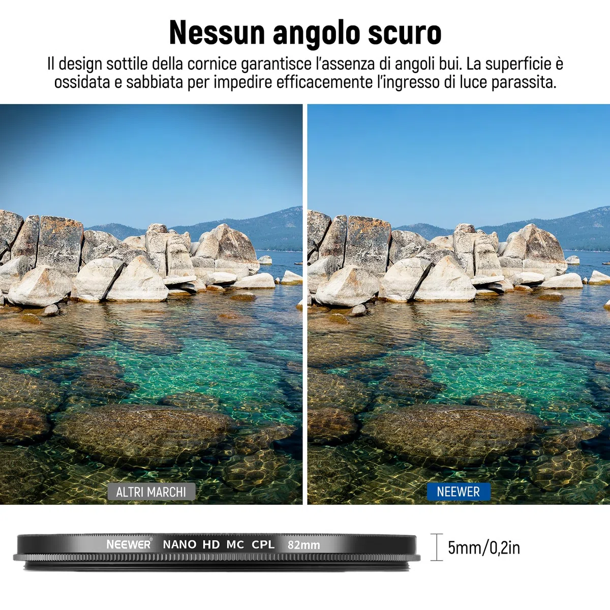 NEEWER Filtro Polarizzatore 82mm, Filtro Polarizzatore Circolare MC CPL con Rivestimento Nano Resistente a 24 Strati e Vetro Ottico HD/Ultrasottile,Riduce Riflesso/Aumenta Contrasto/Ridurre bagliore