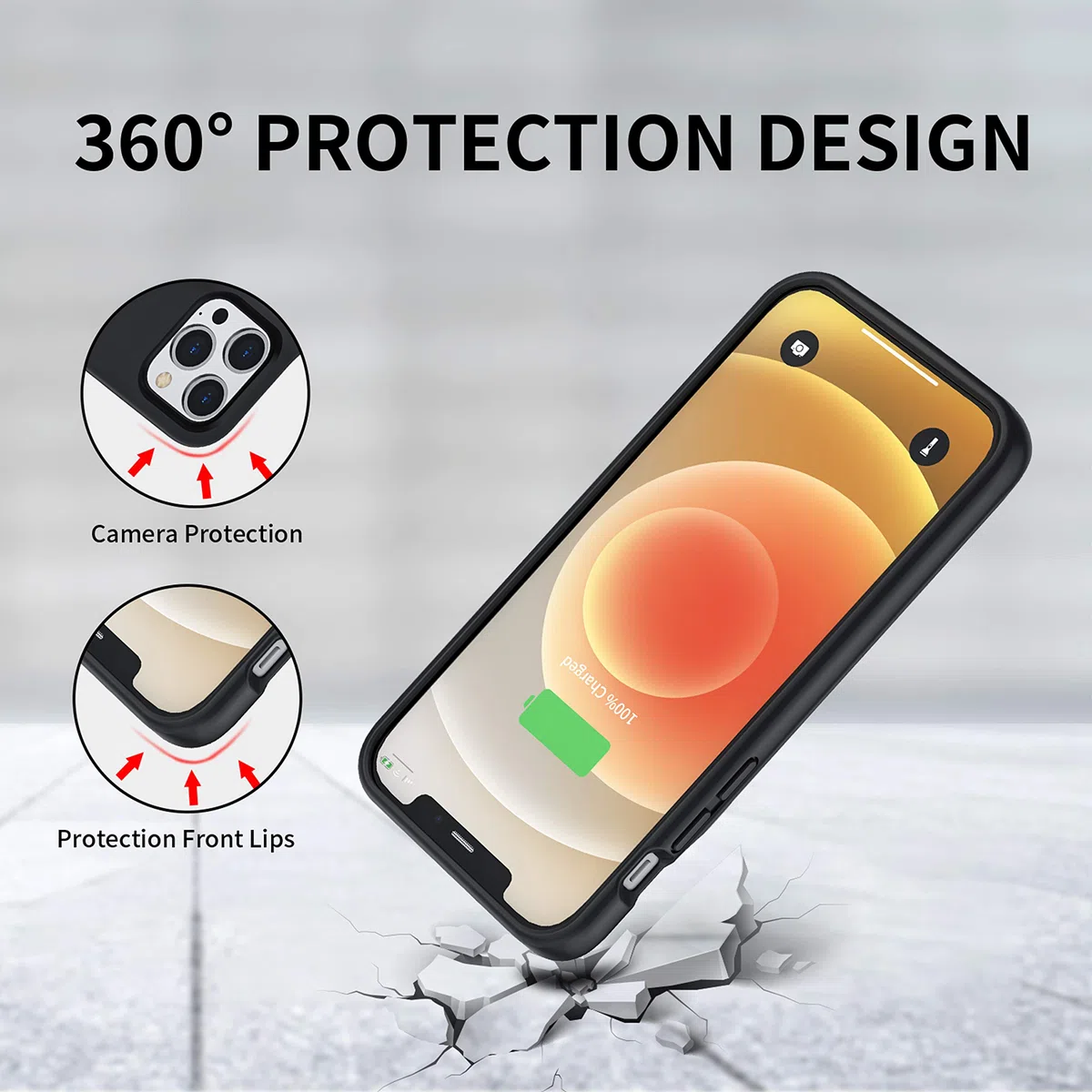 Custodia con batteria per iPhone 13 Mini, 6800 mAh, custodia protettiva ultrasottile portatile con ricarica intelligente