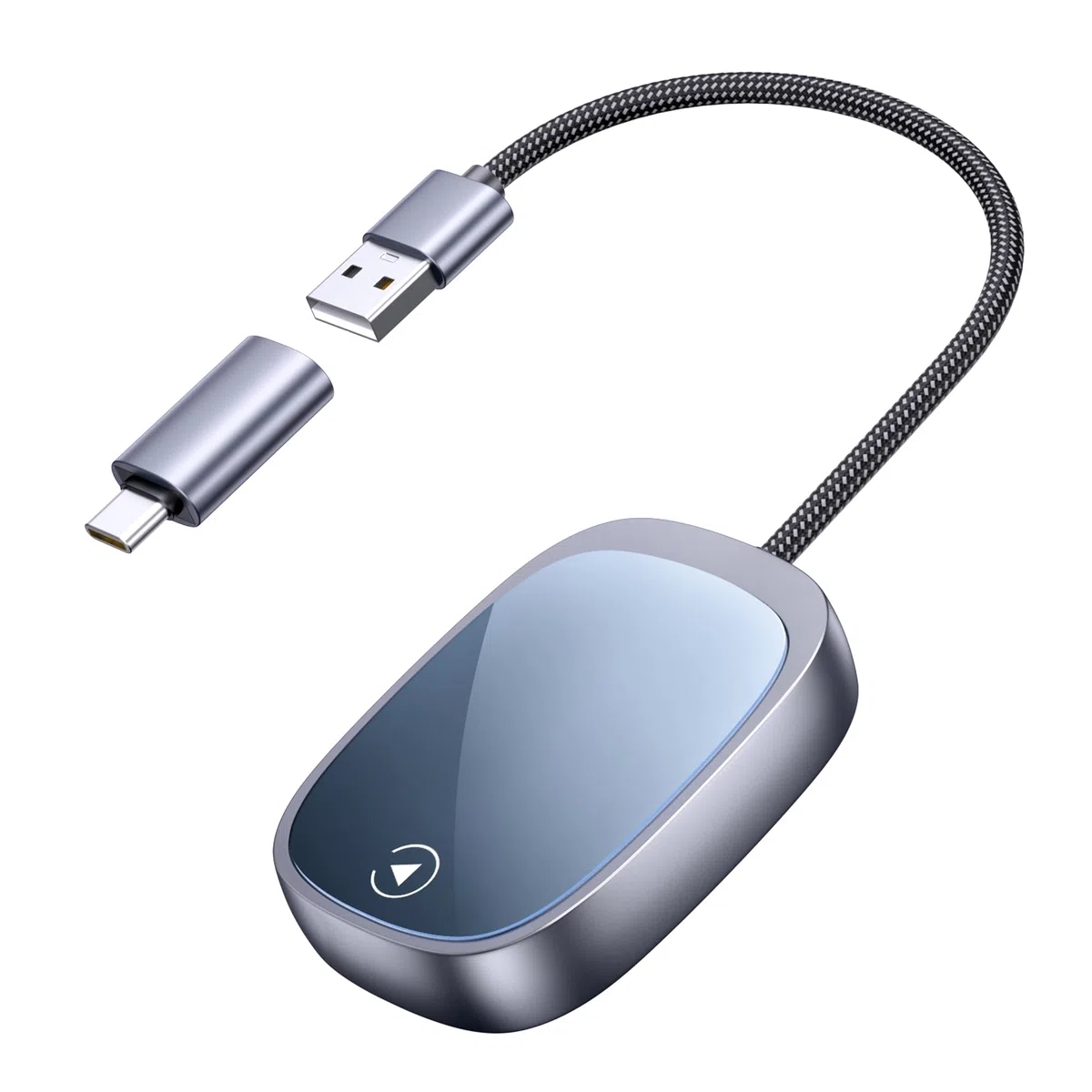 Adattatore Senza Fili CarPlay/Android Auto 2 in 1 - Collegamento Senza Cavi per Auto i OS 10+ Android 11+ - Plug&Play con USB-C Incluso
