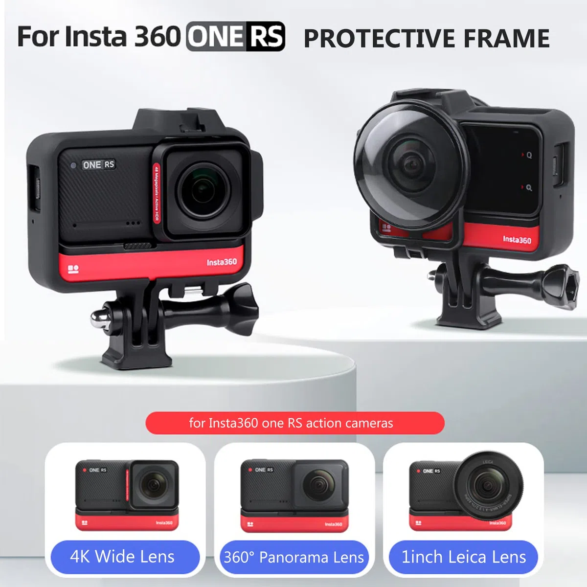 Yunseity Gabbia per Fotocamera per One RS Action Camera, Custodia Protettiva per Fotocamera con Adattatore da 1/4 di Pollice e Attacco Freddo