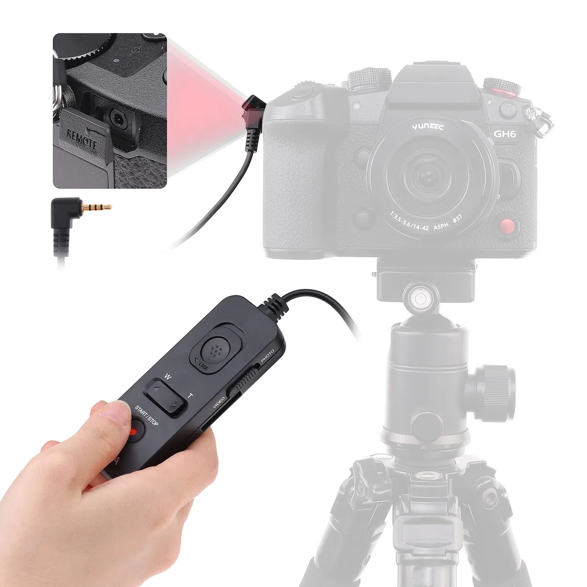 Hersmay 49 "telecomando otturatore cavo di rilascio per Panasonic GH2 GH3 GH4 GH5 GH5s GH6 fotocamera sostituire per RM-VP1