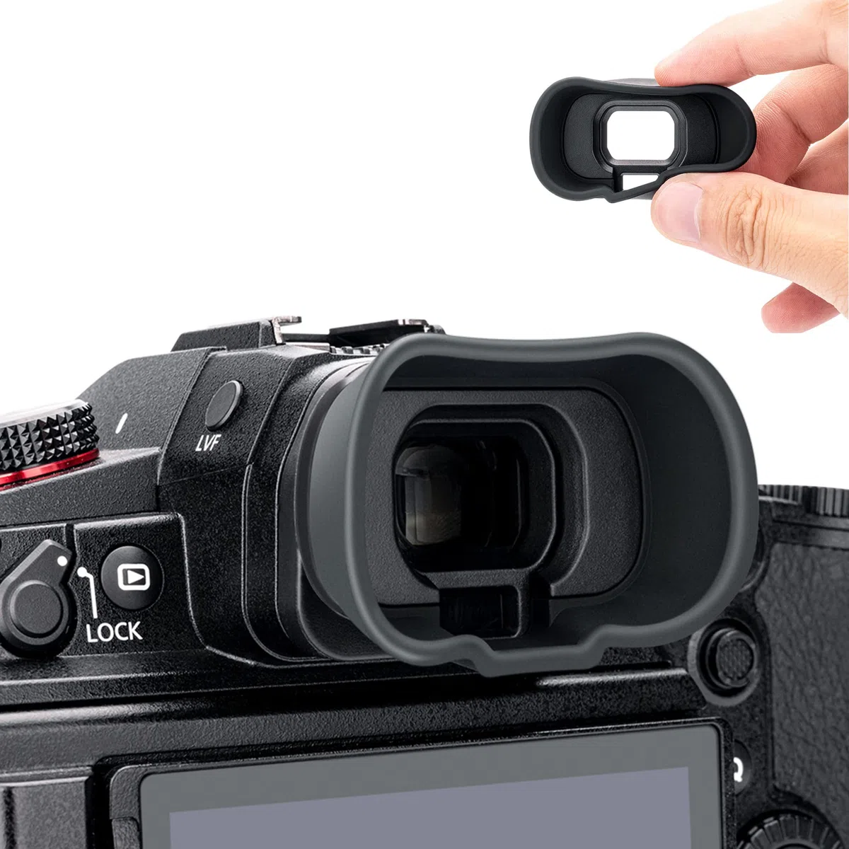 KIWIFOTOS Oculare esteso per fotocamera Panasonic LUMIX DC-GH6 GH5S GH5, protezione mirino sostituisce Panasonic 4YE1A561Z gomma Eye Cup