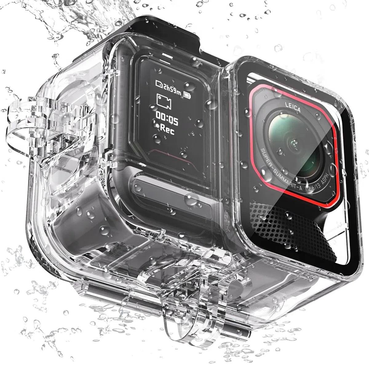 Custodia impermeabile per Insta360 Ace Pro 2, 45M Subacquea Case Non scarica Microfono Copertura, Orizzontale-verticale Custodia protettiva Accessori per Insta360 Ace Pro 2