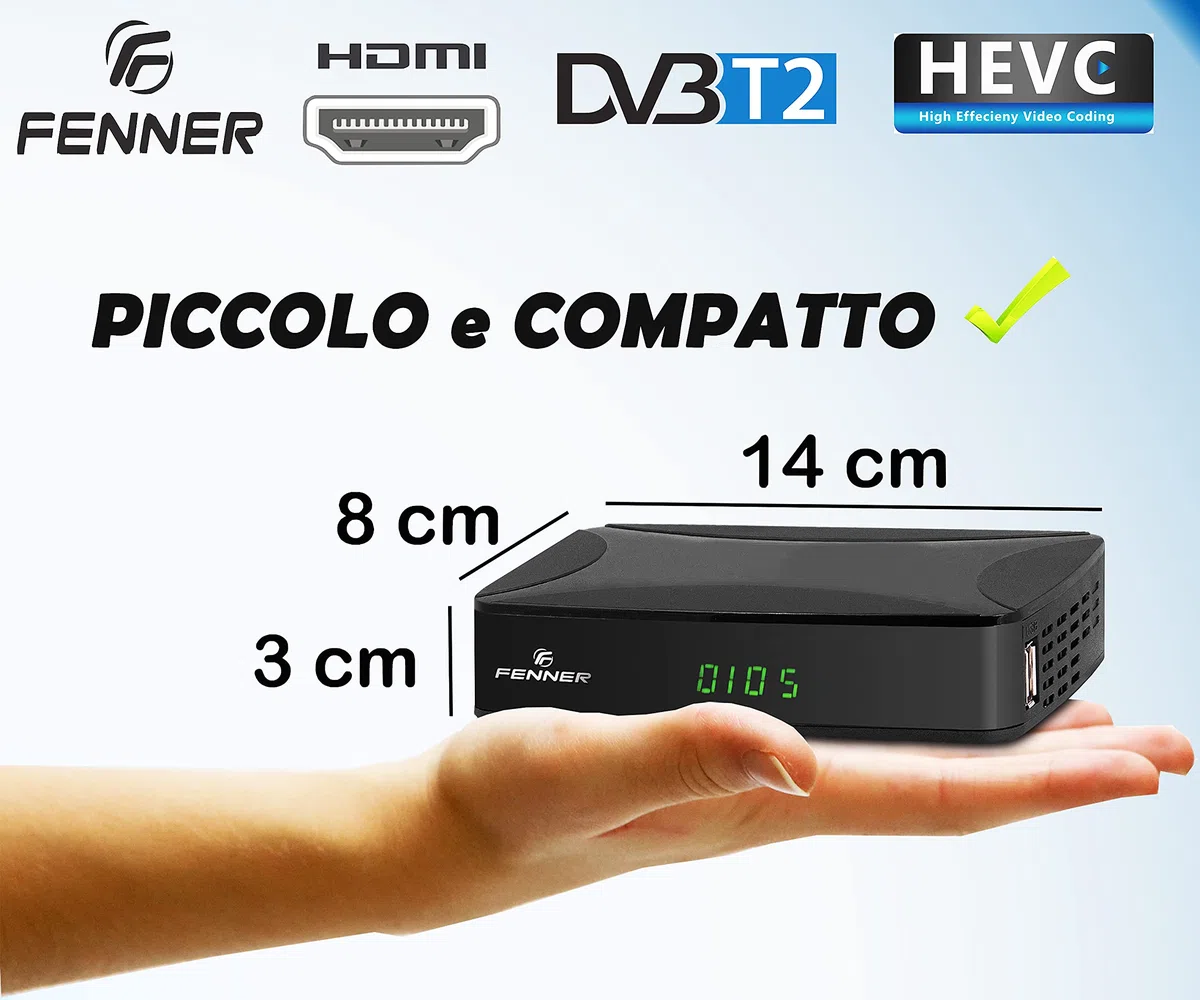Decoder DVB-T2 HD 1080p SINTONIZZAZIONE AUTOMATICA Decoder Digitale terrestre 2024 HDMI HEVC Main 10 Bit H265 riceve TUTTI i canali gratuiti DOLBY-DIGITAL+ (GX1 (Senza Tasti sul display))