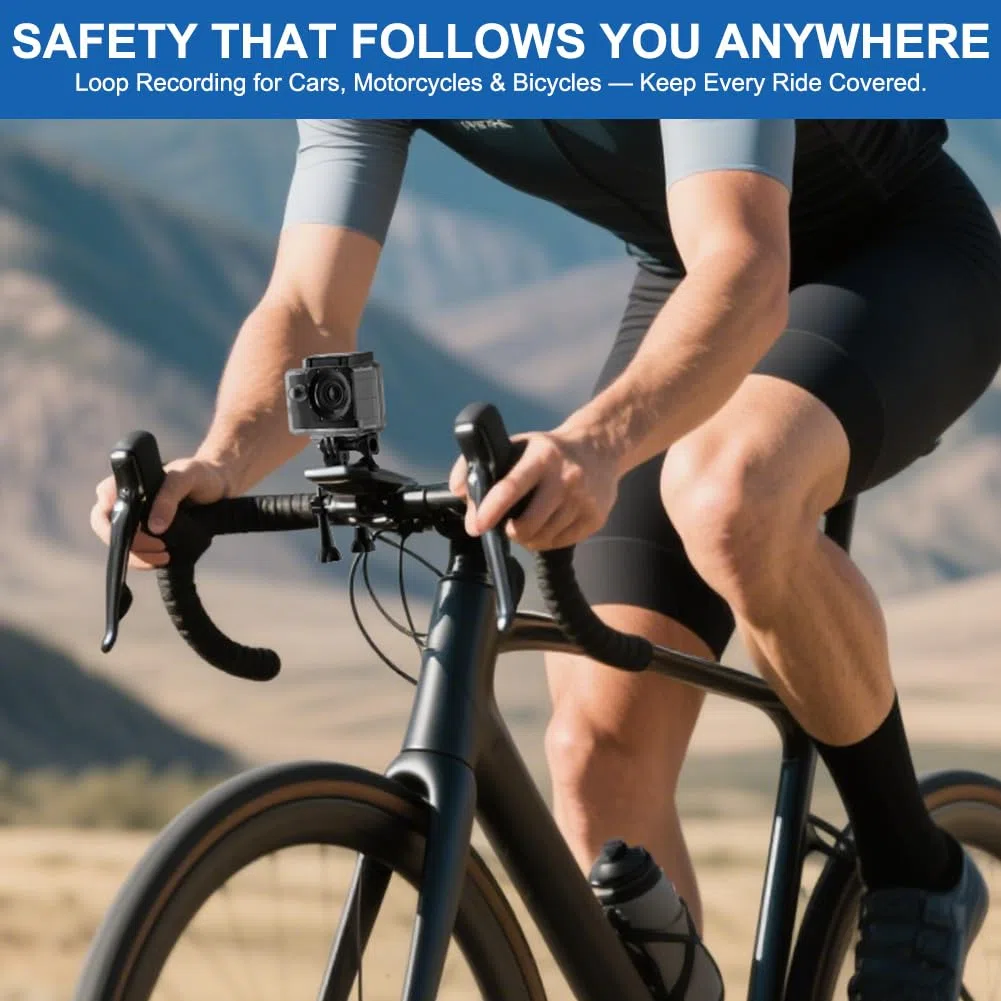 Aolso 1080P/30FPS Action Cam Con 32GB Scheda, Sports Camera Ultra HD Impermeabile fino a 30 m, Action Camera per Casco con Batterie 900 mAh e Accesorios Multiples per Ciclismo Sci Paracadutismo