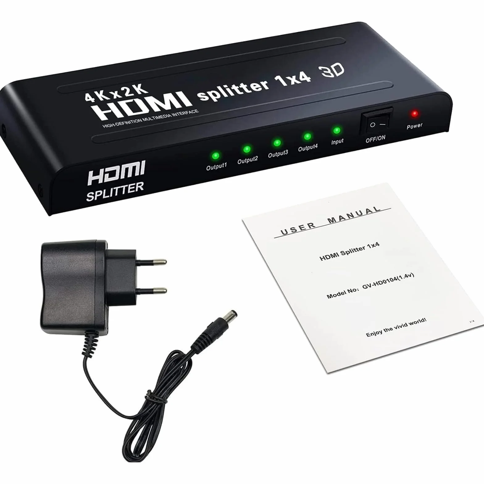 Splitter HDMI 1x4, Ripartitore HDMI 1 Input 4 Ouput, Divisore HDMI 3D 4K 1080P Full HD per HDTV STB PS3 DVD Multmedia PC ect.