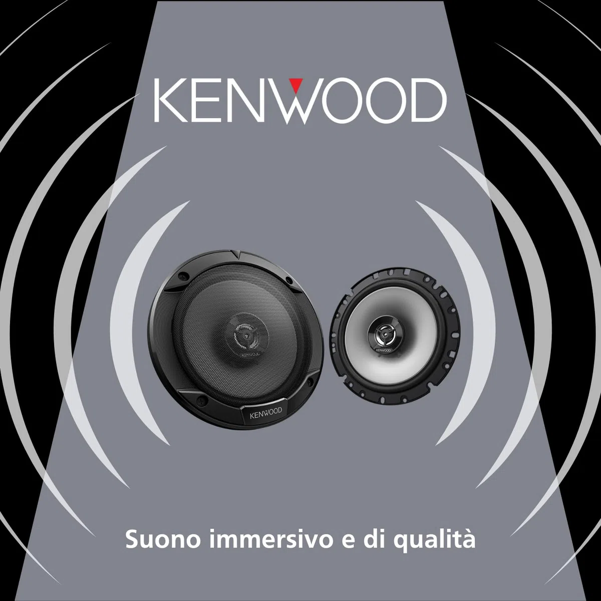 Kenwood, Sistema di altoparlanti KFC-S1766 serie Stage Sound a 2 vie, Potenza di picco 300W, montaggio a filo, doppio cono, Cono del woofer da 17cm in Polypropilene, Nero
