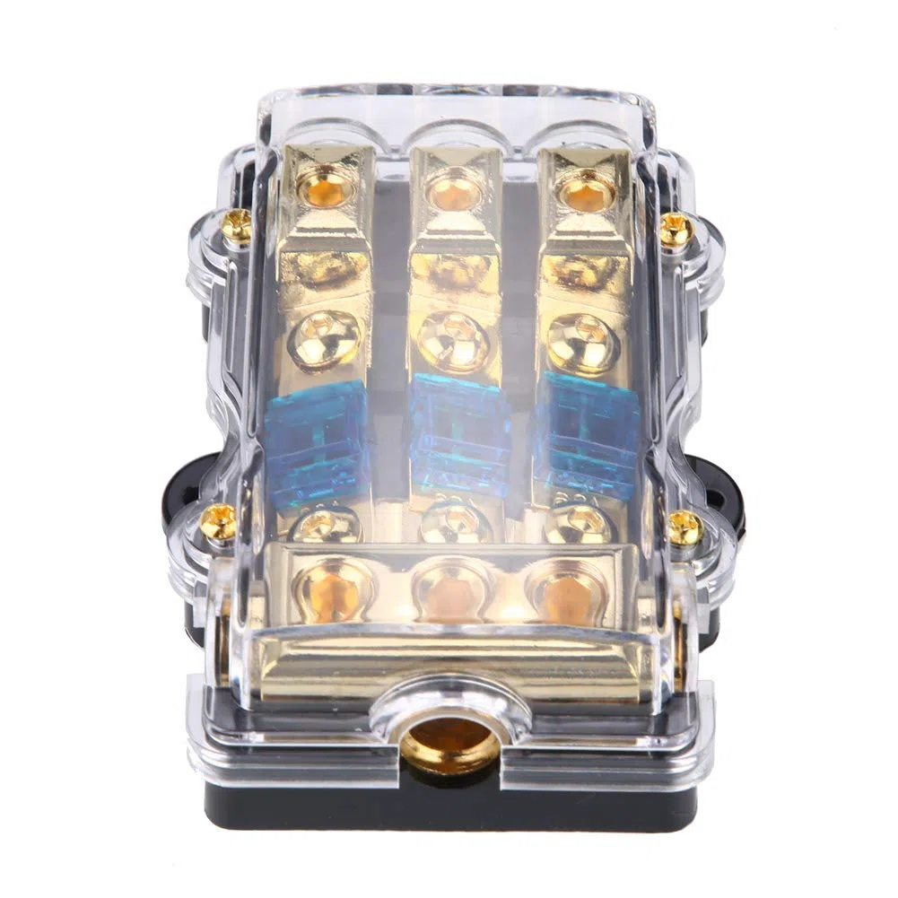 Porta Fusibile Scatola Portafusibili Circuito Audio Auto Stereo 24V 60A 1 in 3 Modi 0GA (2GA / 4GA) * 3 in 4GA (6GA / 8GA) * 3 Fuori Per Veicoli Audio