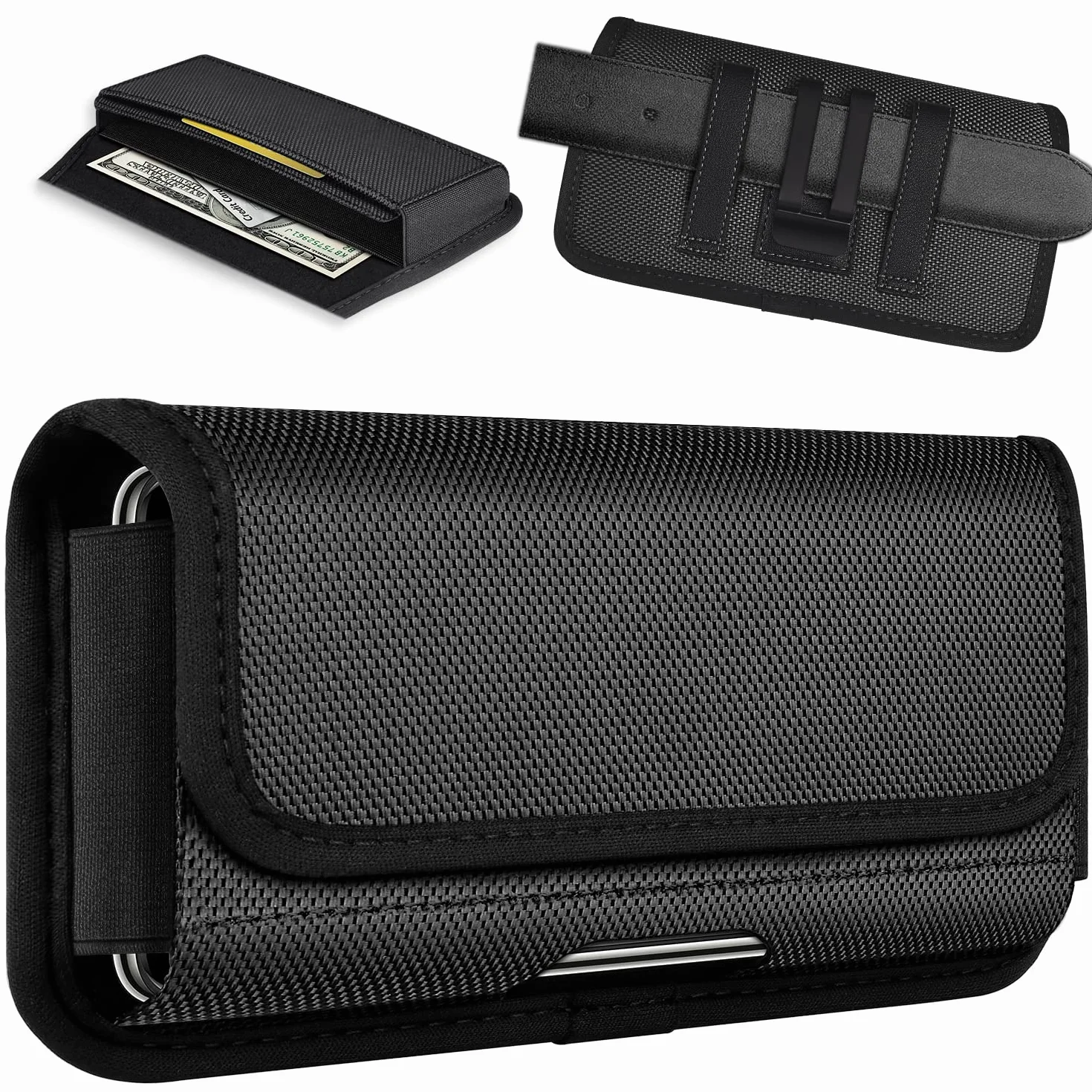 ykooe Custodia Orizzontale con Clip per iPhone 11,12,13,15,14 Pro Max, Cintura Fondina con Slot Carte Magnetica per Samsung Galaxy A14,A54,A53,A34,A52,S23,S22,S21 Ultra, (XL)