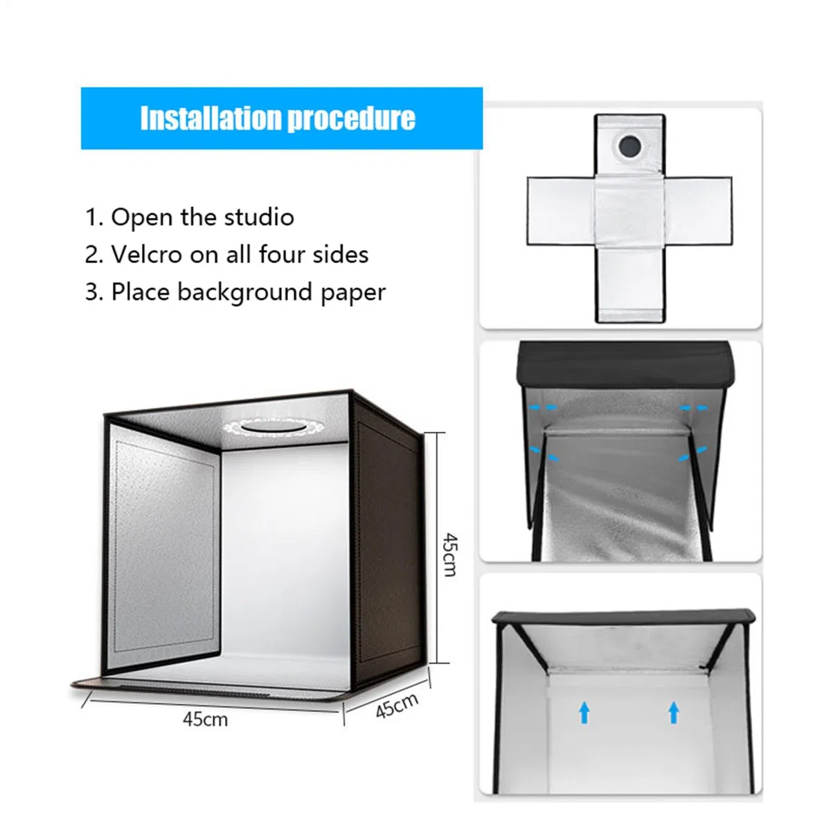 Studio Foto Box-Photo Box per fotografia, demolibile, pieghevole e portatile di sfondo fotografica | Proppetti fotografici multifunzionali per trucco, gioielli, modelli morti, studio fotografico