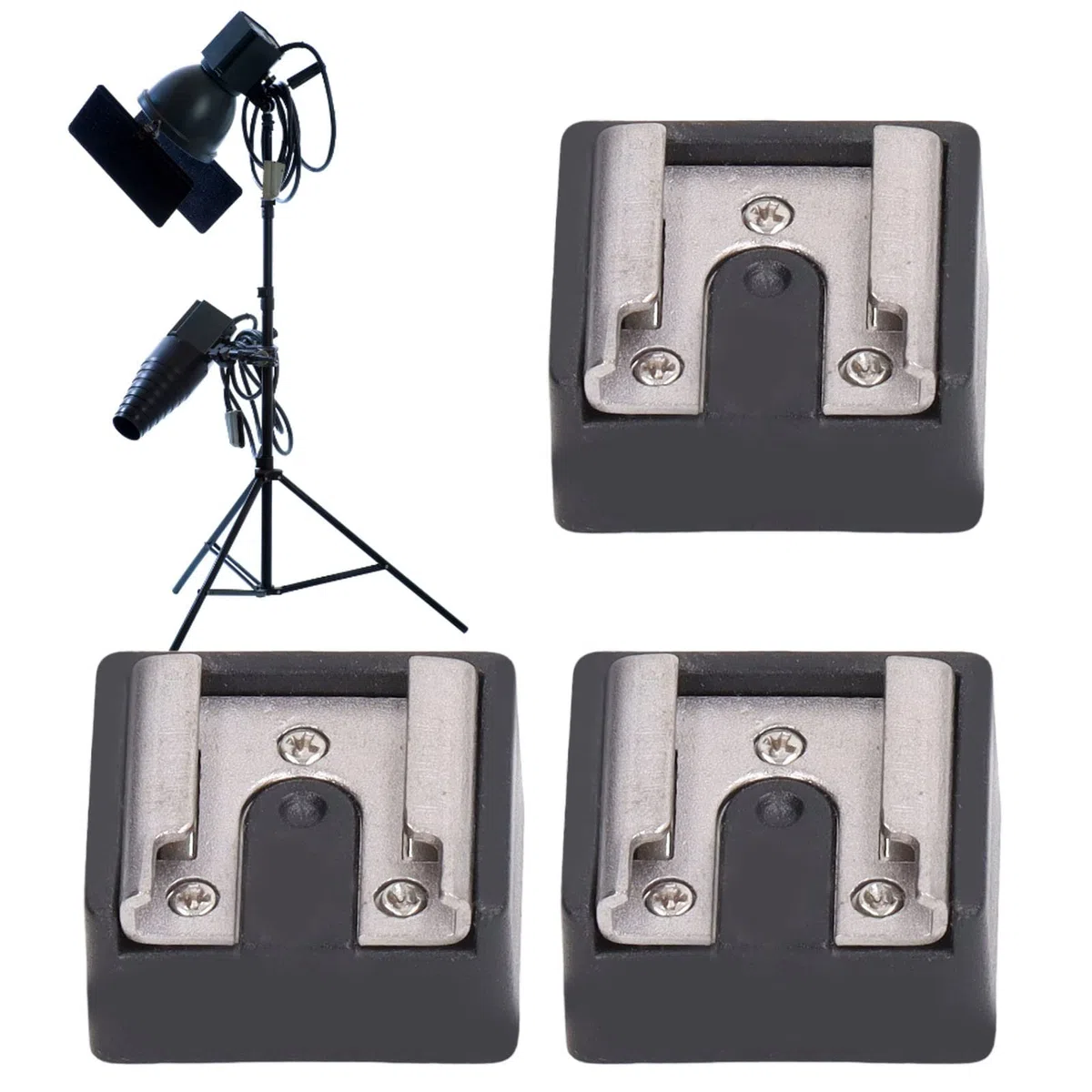 Akozon Adattatore a Vite per Treppiede con Adattatore per Slitta Flash da 3 Pezzi con Vite da 1/4 di Pollice per la Maggior Parte delle Fotocamere