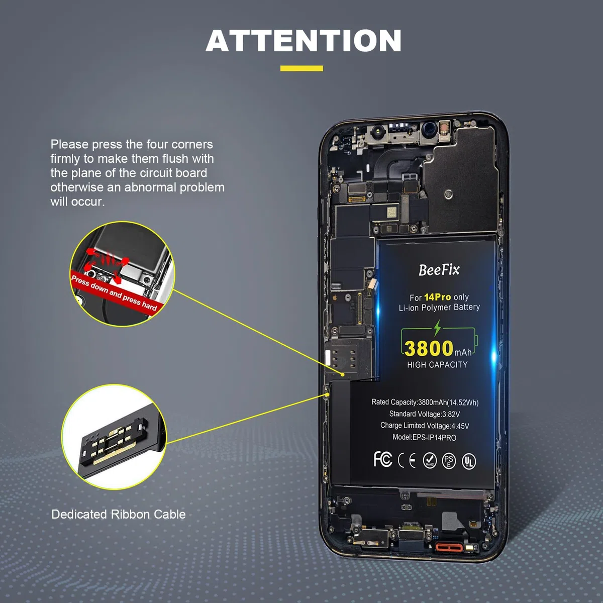 Batteria per iPhone 14 Pro: Batteria Li-Ion 3800mAh alta capacità per iPhone 14 Pro con strumenti riparazione professionali Compatibile con modelli A2890/ A2650/ A2889/ A2892/ A2891