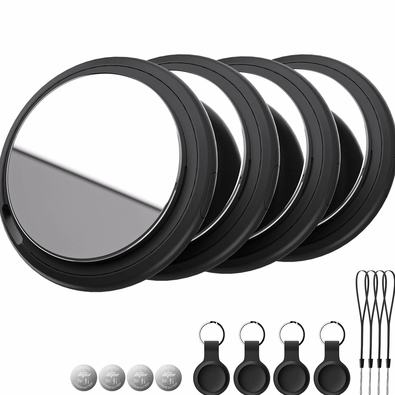 Localizzatore Smart Air Tracker Tag Compatibile Apple Dov'è (solo iOS) Batteria di Ricambio Inclusam, Adatto per Chiavi, Portafoglio, Auto, Bici, Cane, Gatto (Nero, Confezione da 4)
